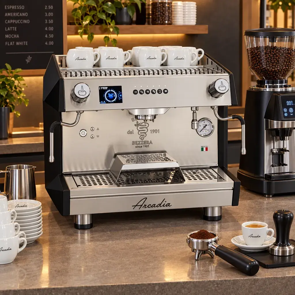 Máquina De Café Espresso Arcadia Negra De Acero Inoxidable 1Grupo 5L 110V 64X53X57Cm Bezzera (1)_resultado.webp