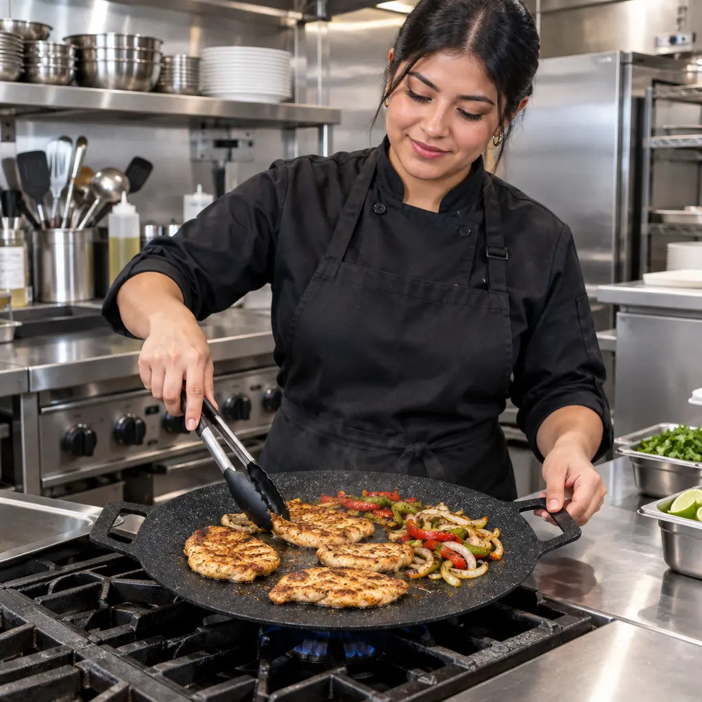 Comal pan redondo asas mujer cocina restaurante uso_resultado.webp