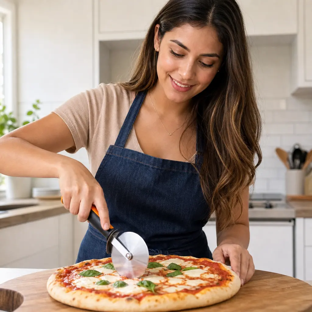 Cortador De Pizza De Acero Inoxidable 7,5 Cm Efficient - Opción 2 Uso Beneficio Mujer Latina.webp