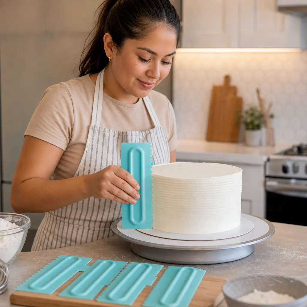 Set de 4 Raspas Y Scrapers Texturizadores De Plástico Para Repostería (1).webp
