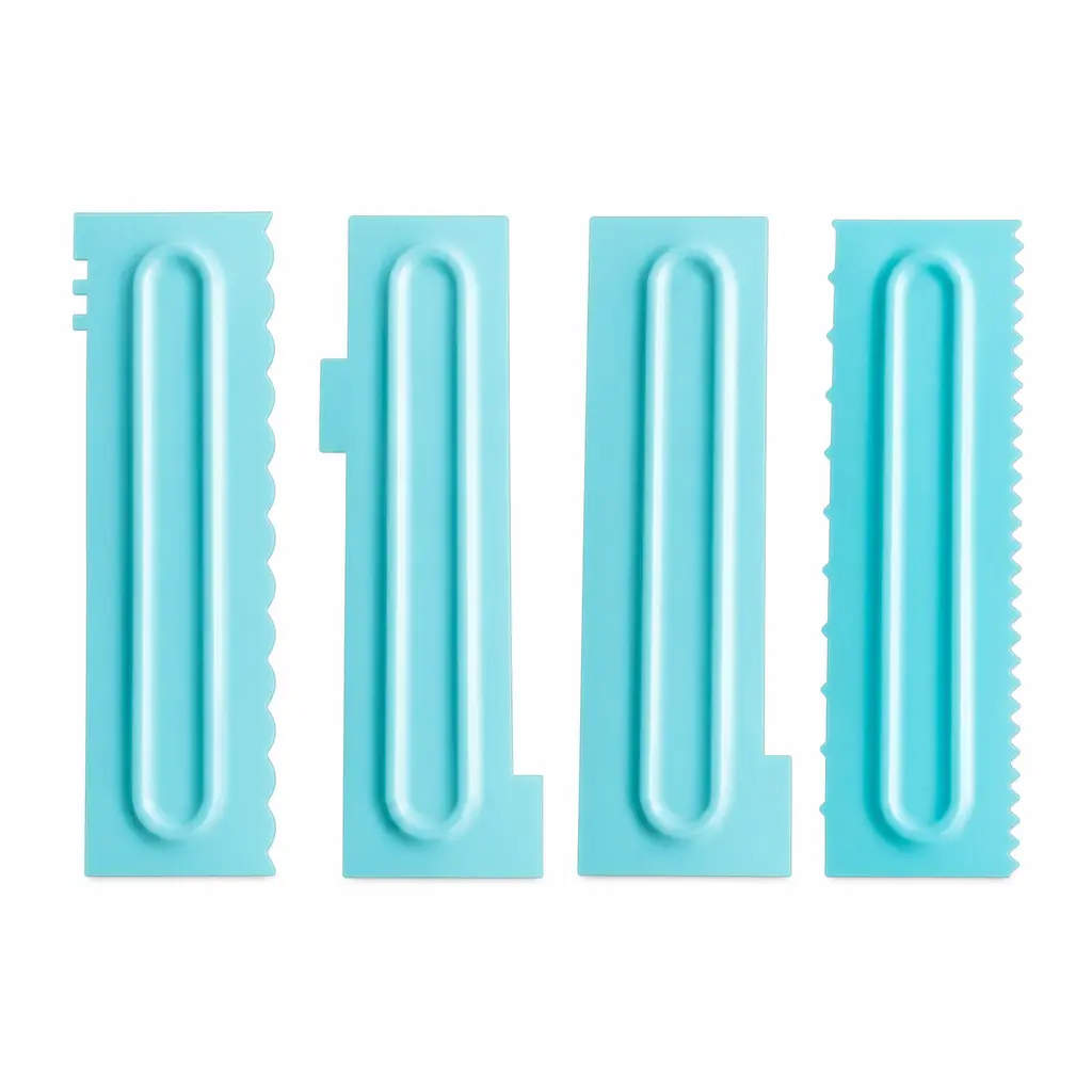 Set de 4 Raspas Y Scrapers Texturizadores De Plástico Para Repostería