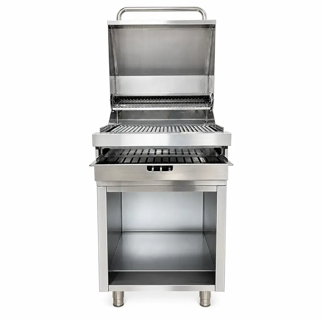 Parrillera Grill A Gas De Acero Inoxidable Con Cubierta y Gabinete 118x61x87 Cm Iboia