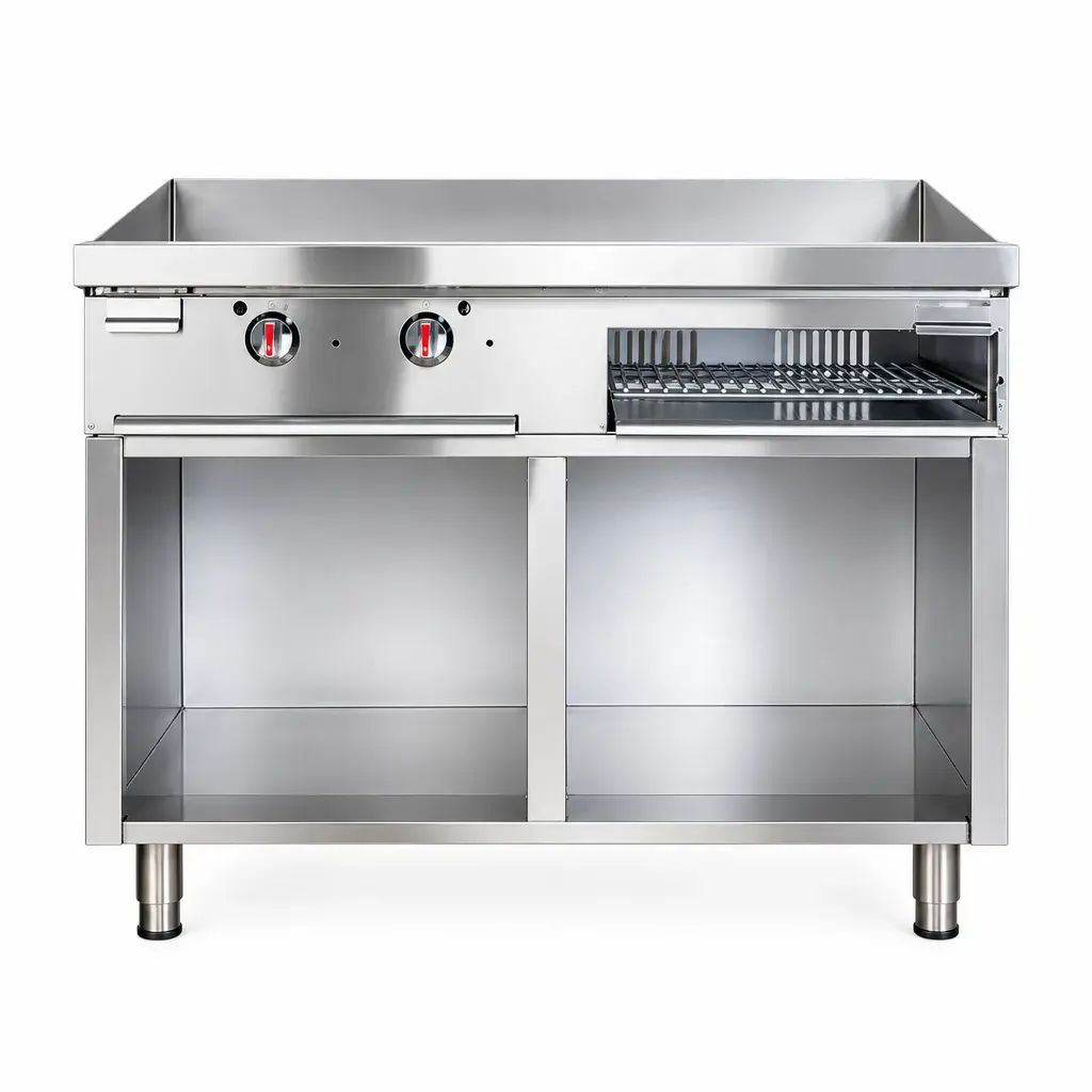 Plancha Con Gratinador A Gas De Acero Inoxidable Con Base 85,8x122x87 Cm Iboia