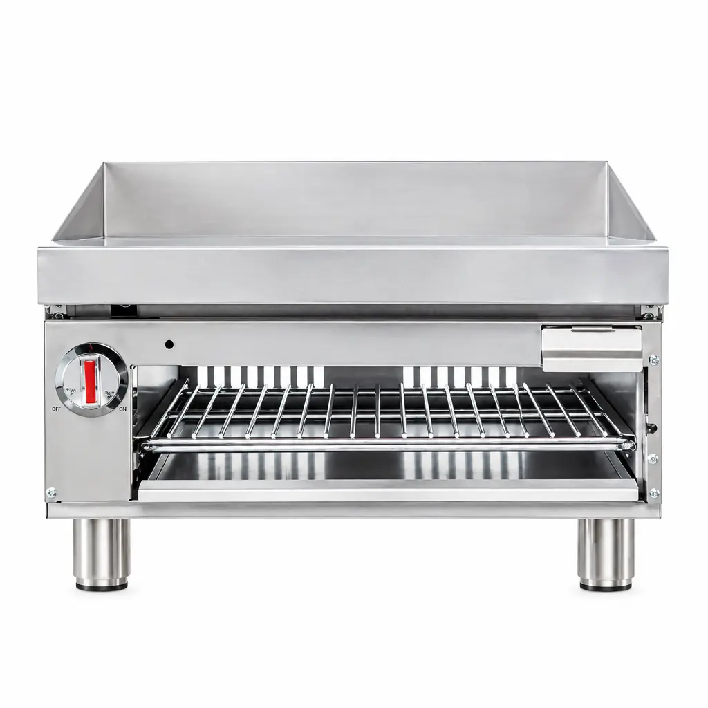 Plancha Con Gratinador De Tope A Gas De Acero Inoxidable 33x61x87 Cm Iboia 