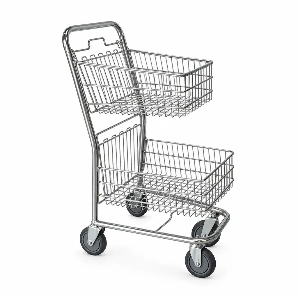 Carro De Supermercado Cromado Pequeño Duplex