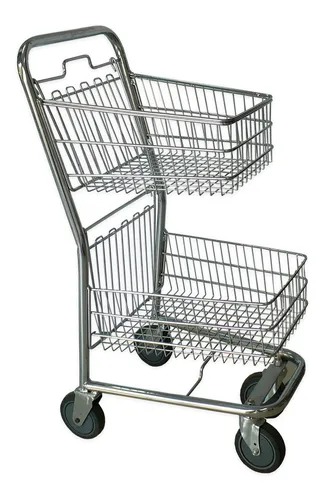Carro De Supermercado Cromado Pequeño Duplex