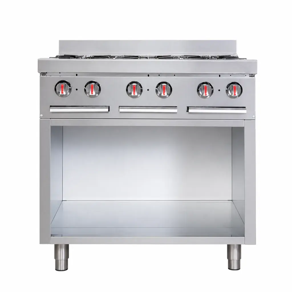 Cocina A Gas 6 Hornillas Con Base Acero Inoxidable 85,8X92X87Cm Iboia