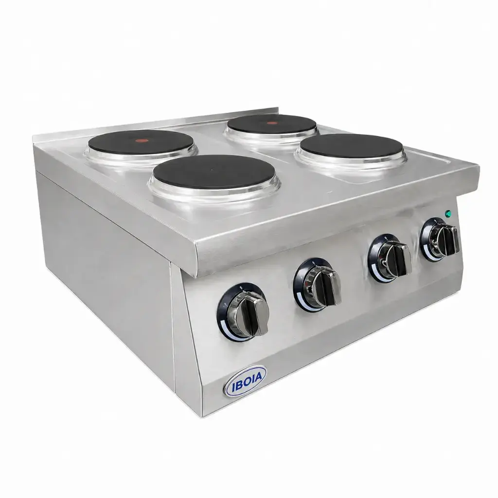 Cocina Eléctrica De 4 Hornillas De Acero Inoxidable 30,5x74,5x38Cm Iboia