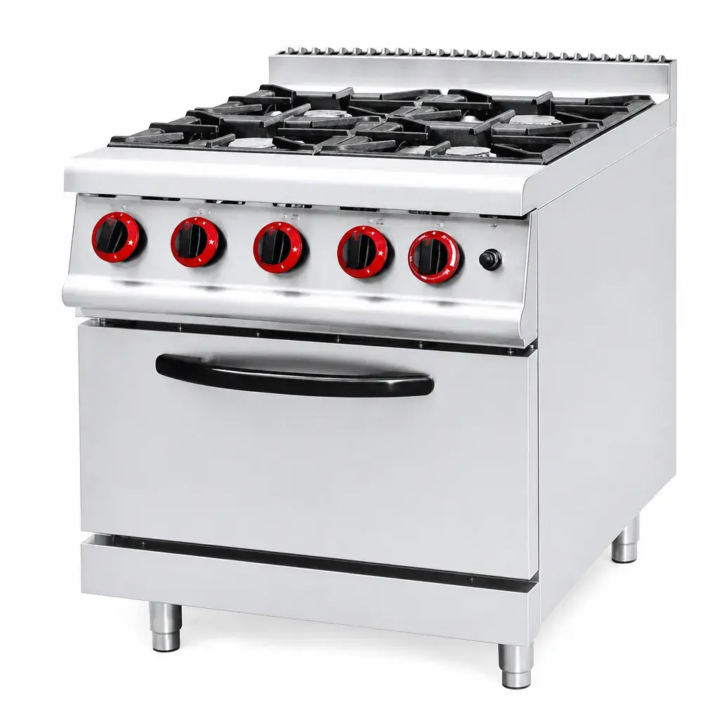 Cocina A Gas De 4 Hornillas Con Horno De Acero Inoxidable 85X70X75 Cm Senzani