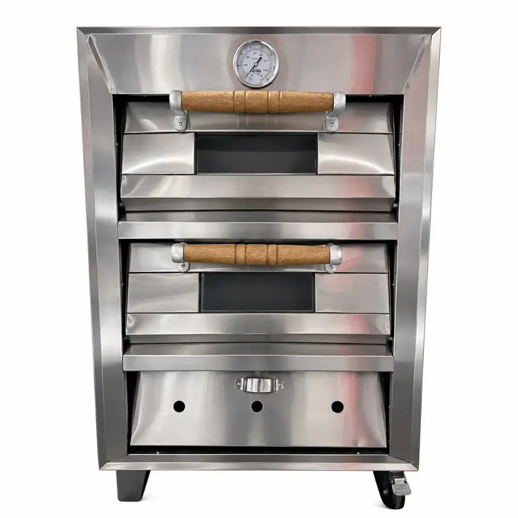 Horno Panadero A Gas Con Reloj De Acero Inoxidable 2 Cámaras 100x66x80Cm Malper
