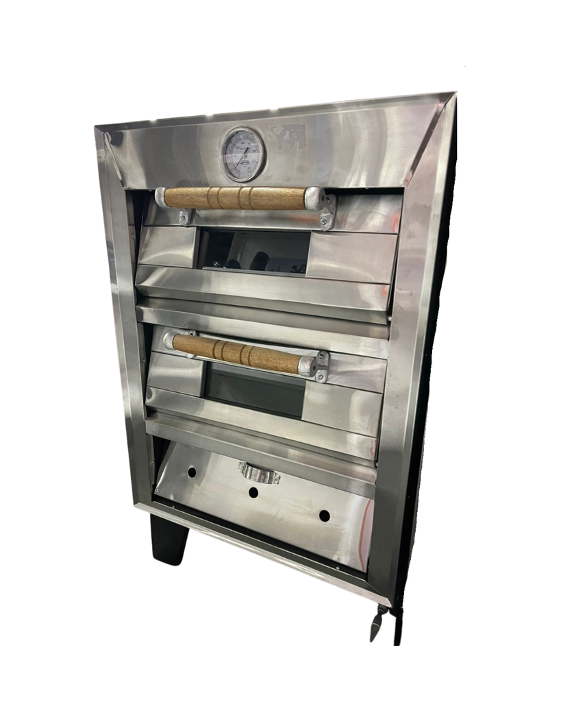 Horno Panadero A Gas Con Reloj De Acero Inoxidable 2 Camaras 100X 66X80Cm Malper