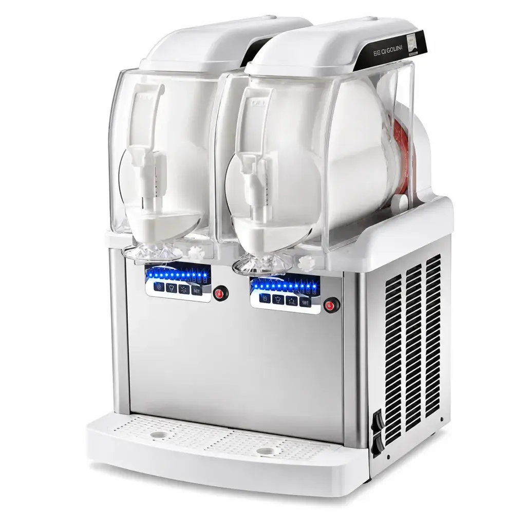 Máquina De Helado Soft En Acero Inoxidable Y Policarbonato 2 Tanques Senzani