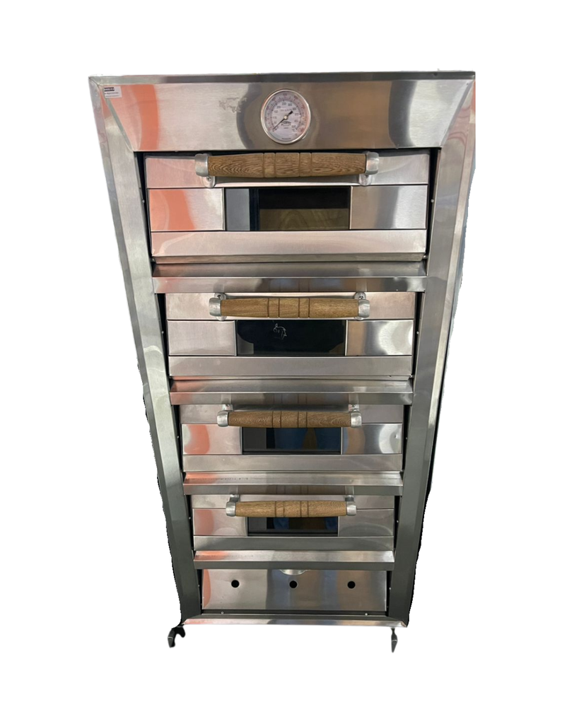 Horno Panadero A Gas Con Reloj De Acero Inoxidable 4 Camaras 157X73X80Cm Malper