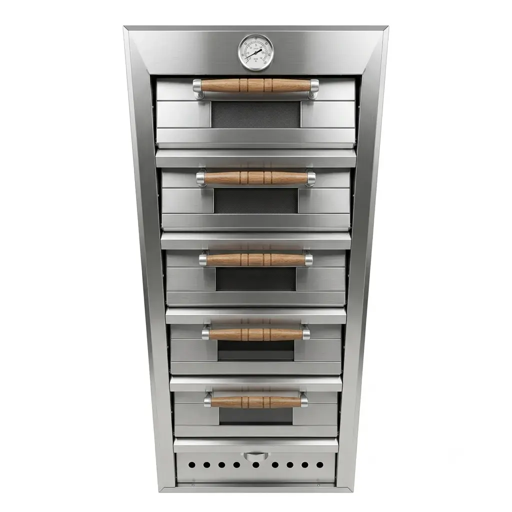 Horno Panadero A Gas Con Reloj De 5 Cámaras En Acero Inoxidable 172x72x82Cm Malper