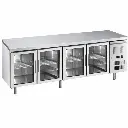 Mesa Refrigerada De Acero Inoxidable Con 4 Puertas De Vidrio 223X70X85 Cm Senzani