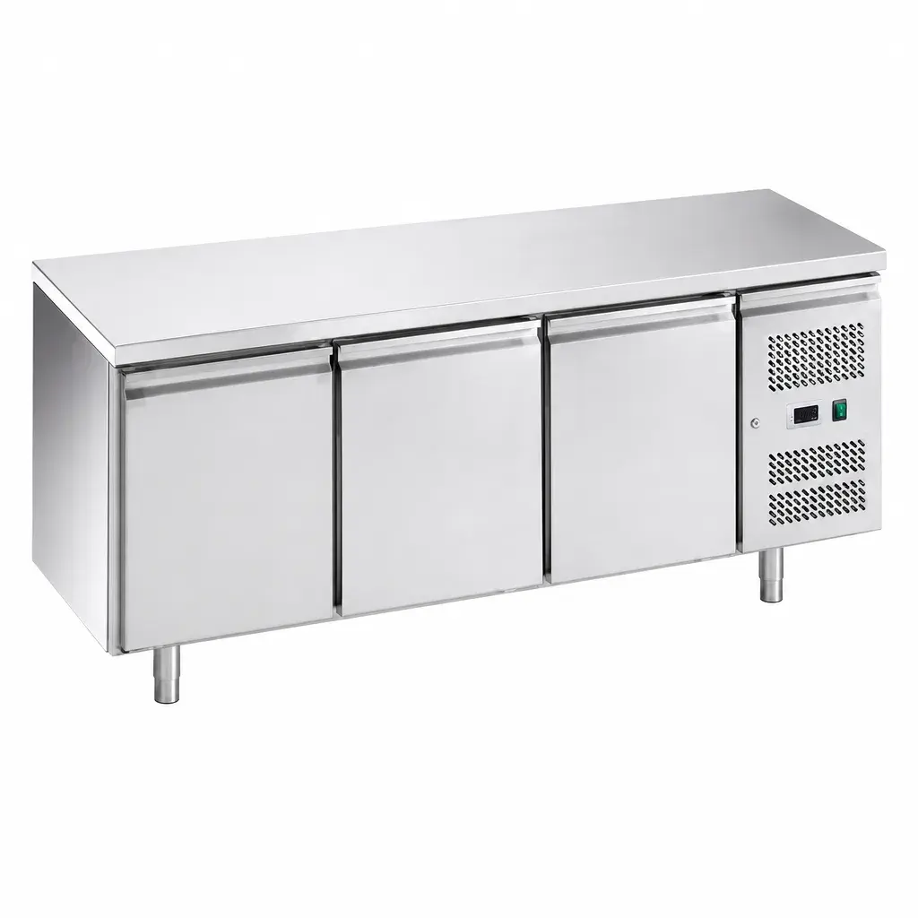 Mesa De Congelación De Acero Inoxidable 3 Puertas 470L 182X97X82Cm 110V Senzani