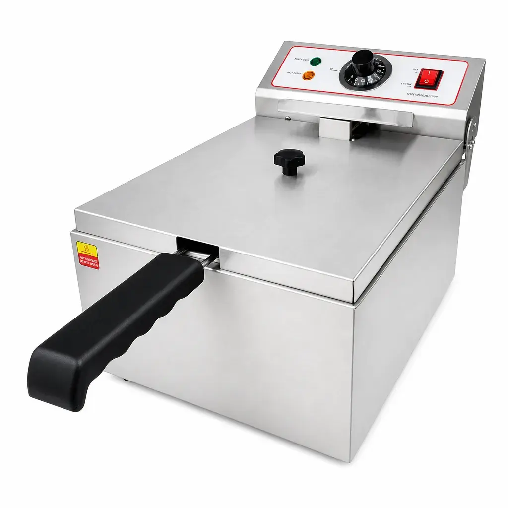Freidora Eléctrica De Mesa De Acero Inoxidable 28 X 30 X 67 Cm 5L 110V  Senzani