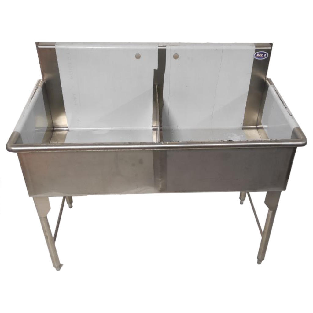 FREGADERO 2 PONCHERAS ACERO INOXIDABLE 129X70X110 CENTIMETROS STEEL SOLUTION