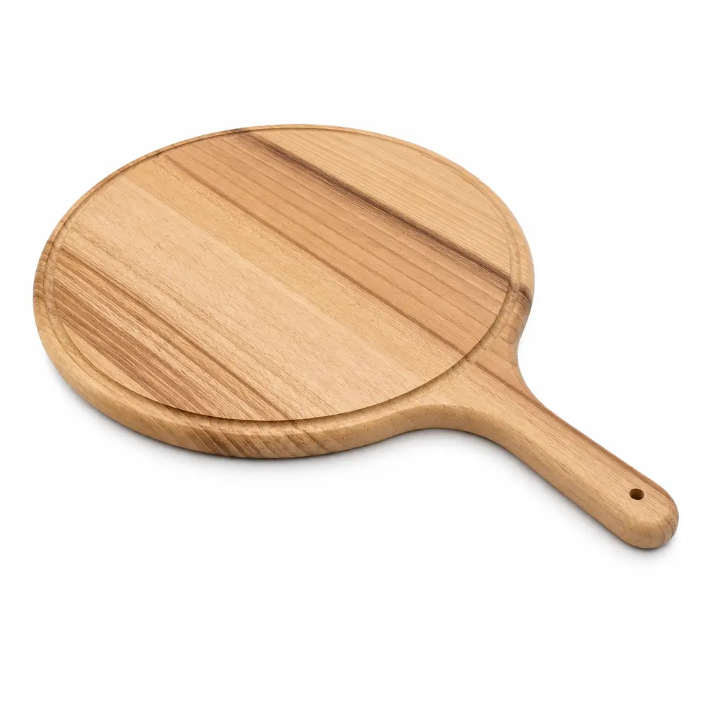 Plato Para Pizza De Madera Con Mango 30 Cm Incor