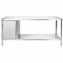 Mesa De Pared Con Entrepaño Y Depósito De Acero Inoxidable 231x101x51Cm Ies