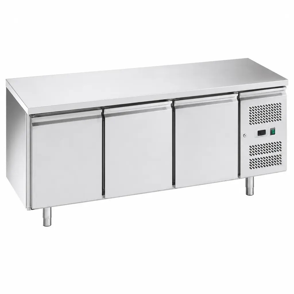 Mesa De Trabajo Refrigerada 3 Puertas De Acero Inoxidable 417L 180x85x70Cm Senzani