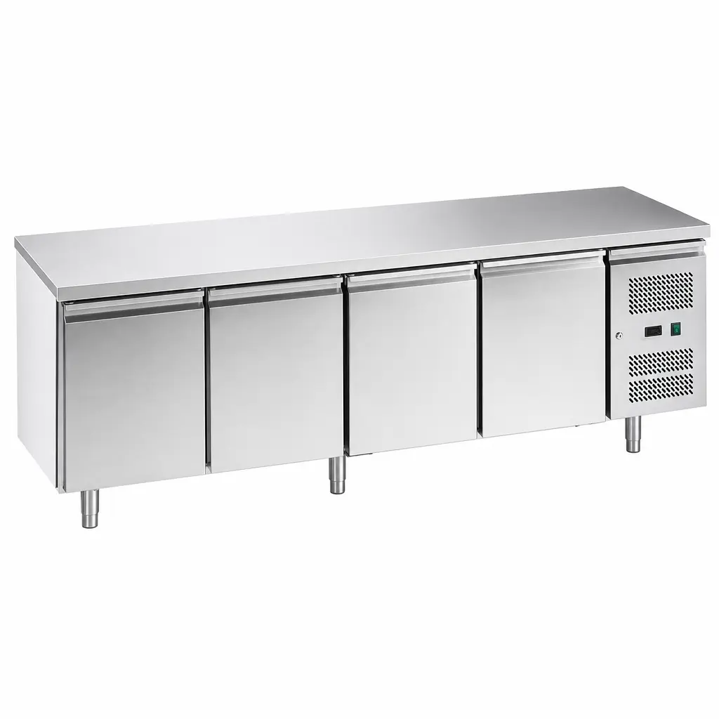 Mesa Refrigerada Con 4 Puertas De Acero Inoxidable 553 L 85X224x70 Cm Senzani