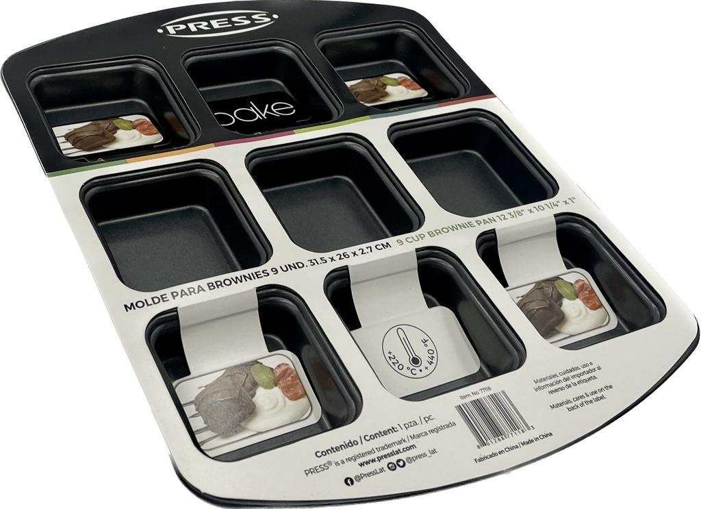 MOLDE PARA BROWNIE 9UND 315X26X27 CENTIMETROS PRESS