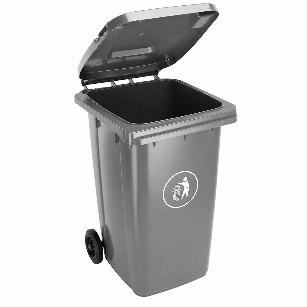 Contenedor Industrial Con Ruedas Gris De Polietileno 180 L Alfa Hogar