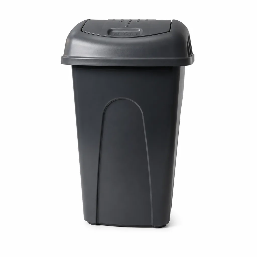 Papelera Vaivén Negra De Plástico 60L Alfa Hogar