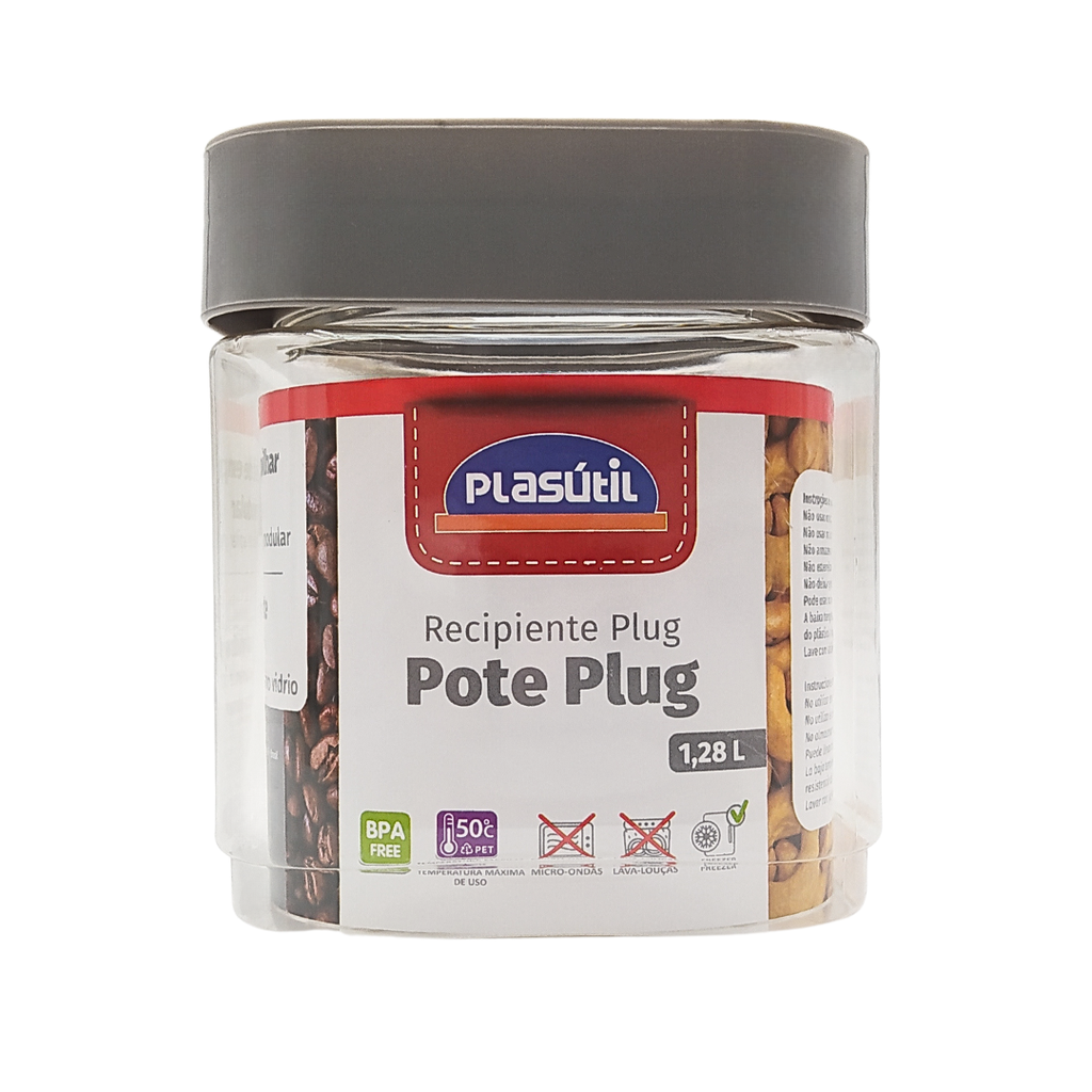 Recipiente Plug Cuadrado De Plastico 1,28 L Plasutil