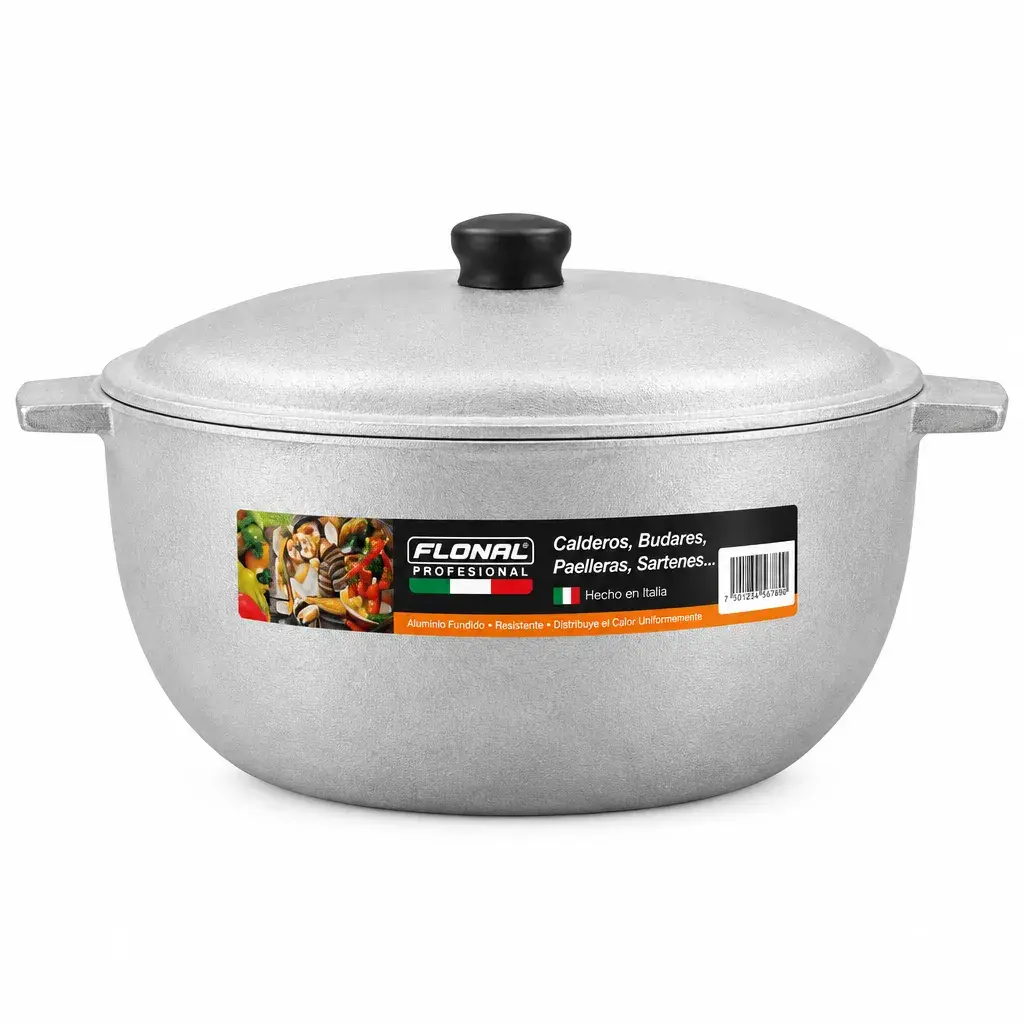 Caldero De Aluminio Con Tapa 30Cm Flonal