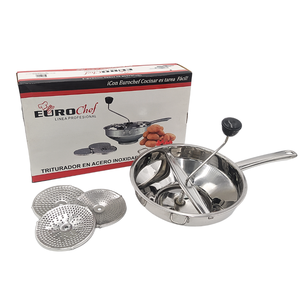 Triturador Tres Disco Acero Inoxidable 24 Cm Eurochef