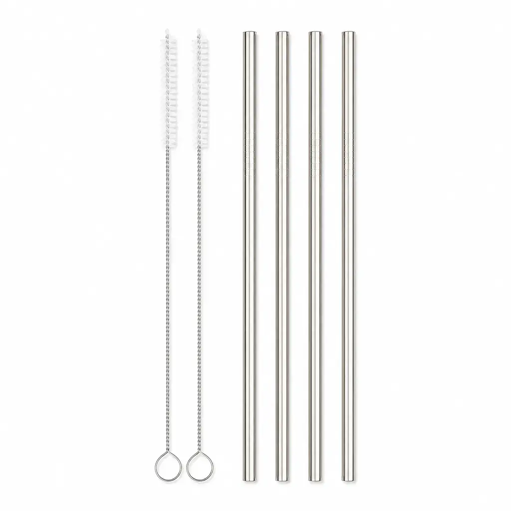 Set De Pitillos Y Cepillos De Acero Inoxidable De 4 Pzas 21Cm Norpro
