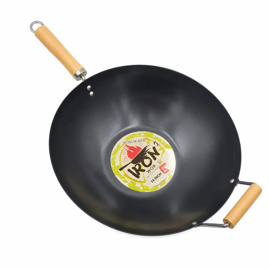 Sartén Wok De Hierro Y Mangos De Madera 35 Cm Primula Express