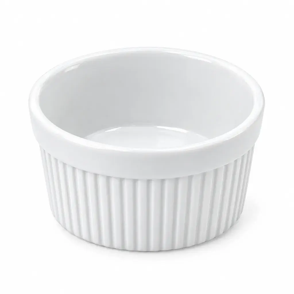 Ramekin Estriado De Porcelana Blanco 12,7 Cm 