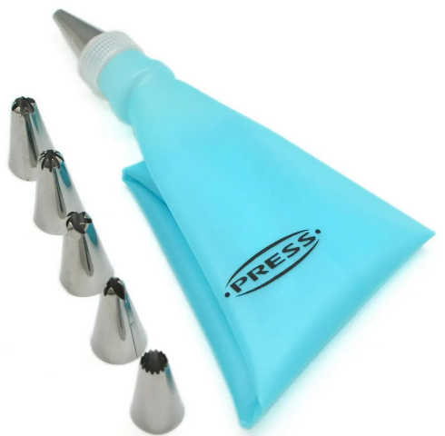 MANGA PARA DECORAR CON 6 BOQUILLAS PRESS