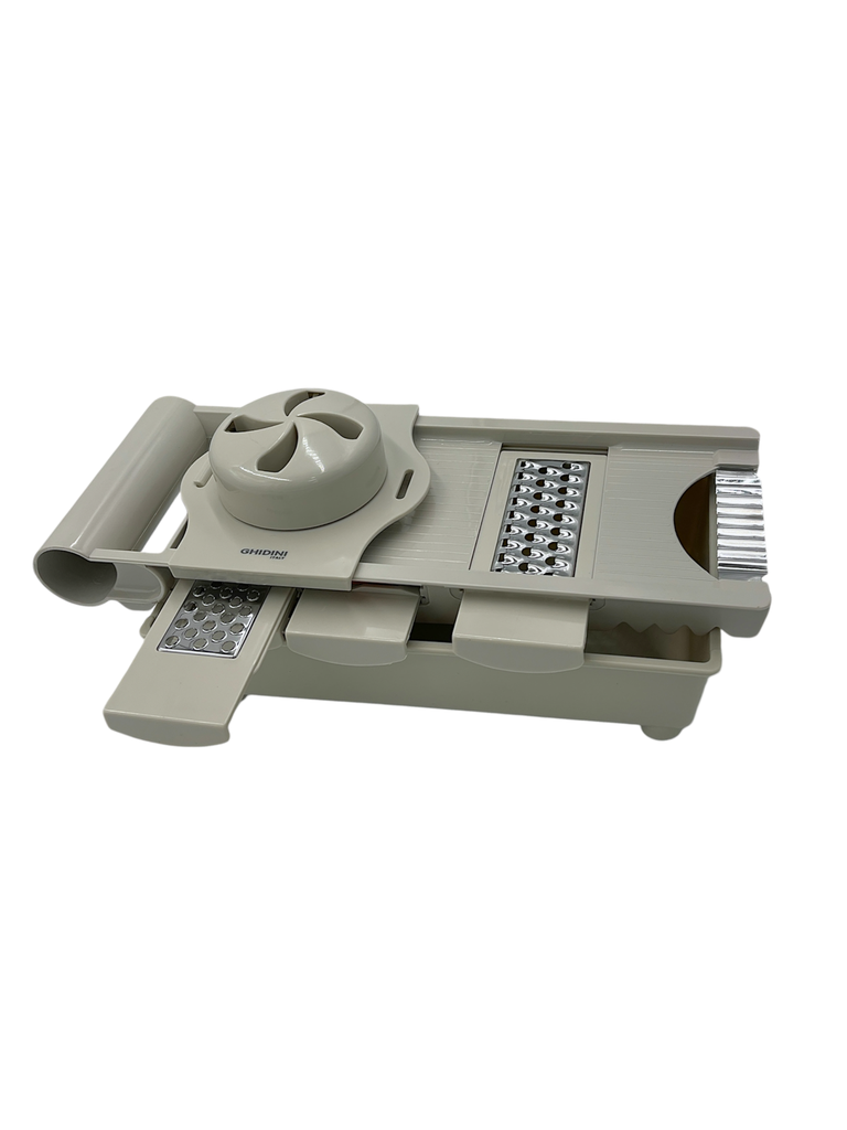 MANDOLINA RALLADOR 6 FUNCIONES DE ACERO INOXIDABLE BLANCO GHIDINI