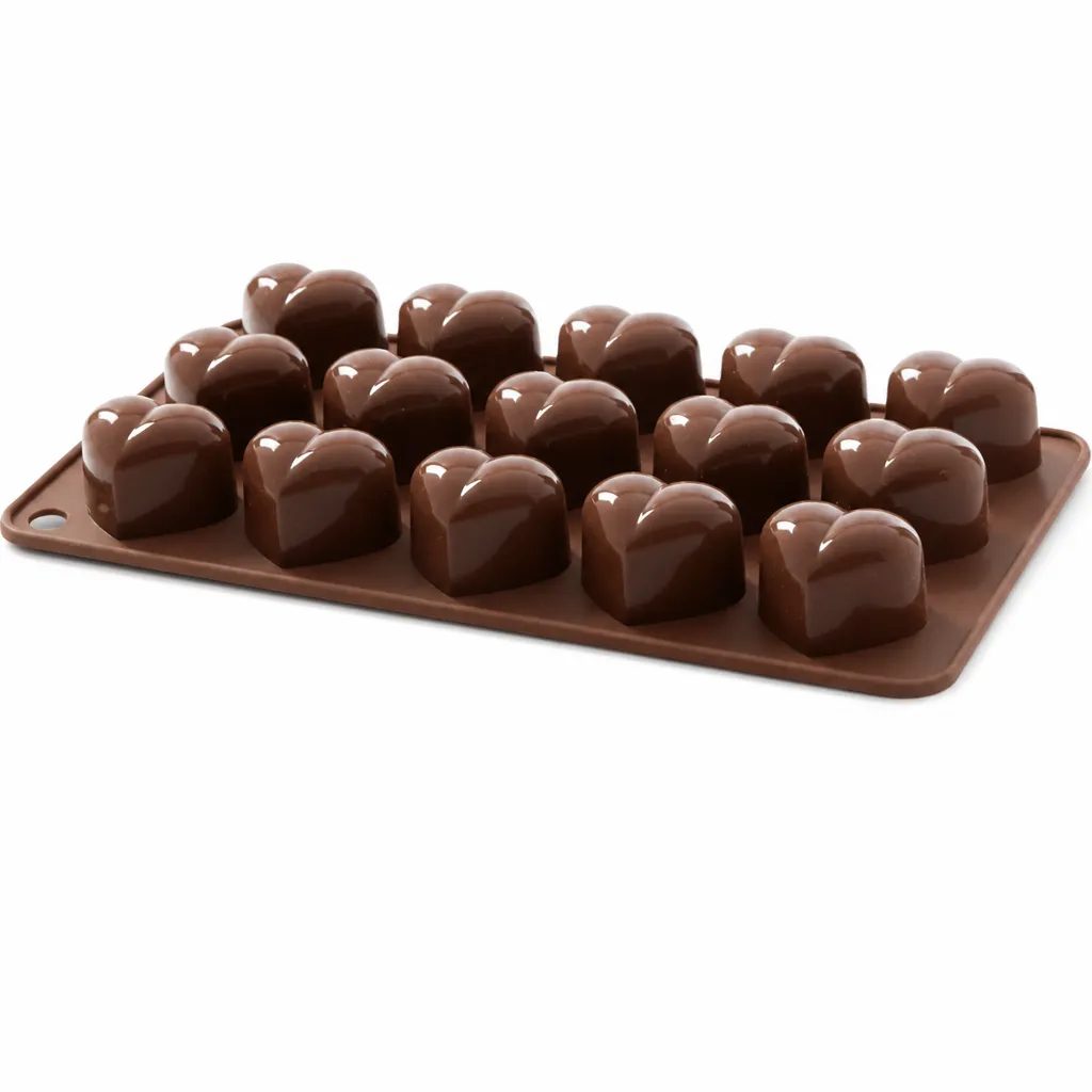 Molde De Corazón Para Bombones De Chocolate De Silicona 21.5x10.5 Cm Ghidini