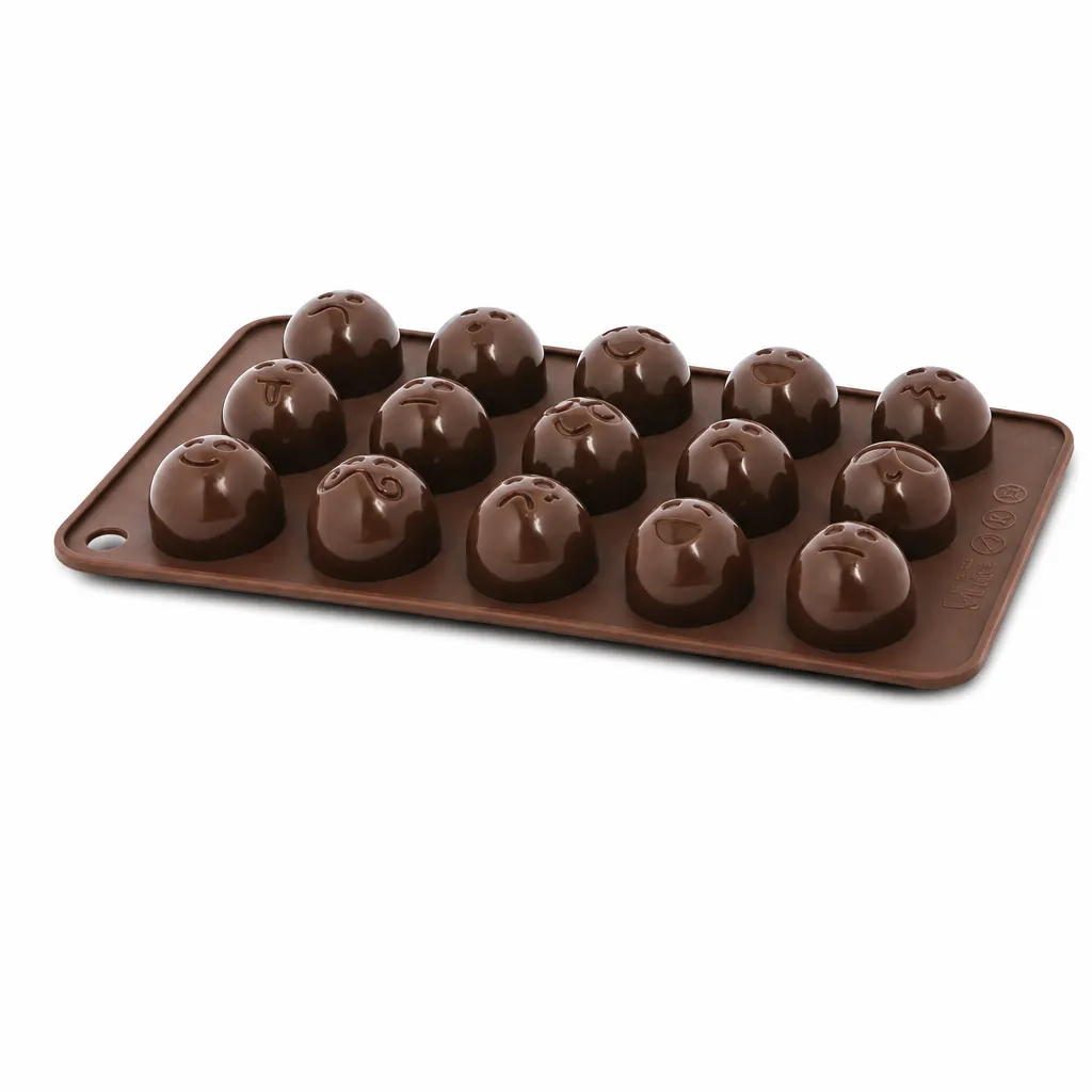 Molde Emoji Para Bombones De Chocolate De Silicona 21.5x10.5Cm Ghidini