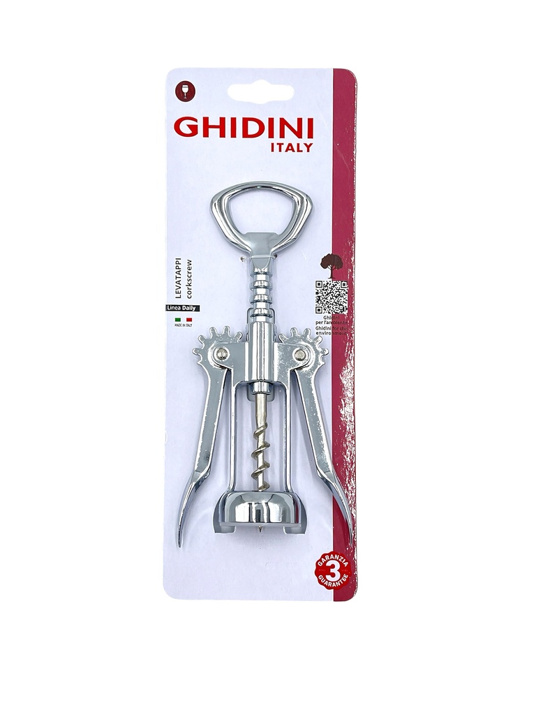Sacacorchos De Dos Tiempos Cromado 13 Cm Ghidini