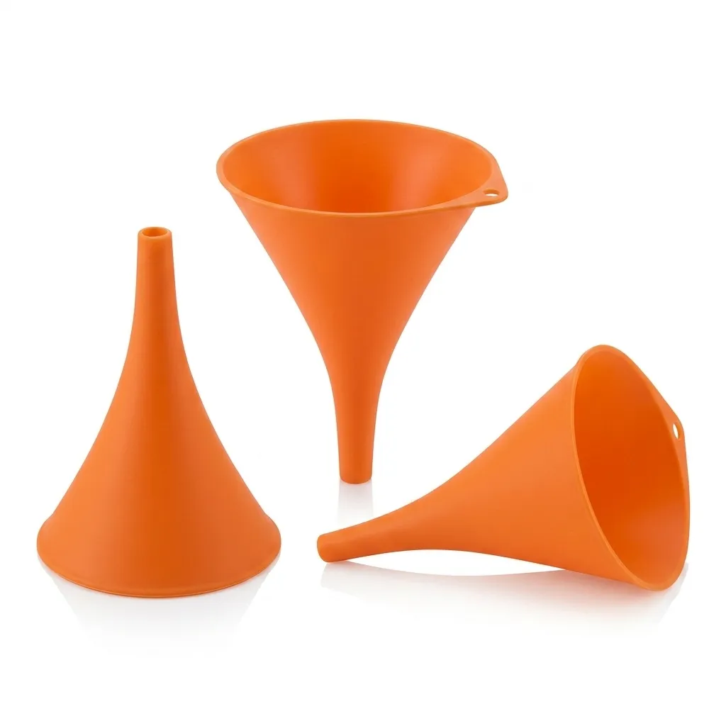 Set 3 Embudos Naranja De Plástico 8,10,12 Cm Ghidini