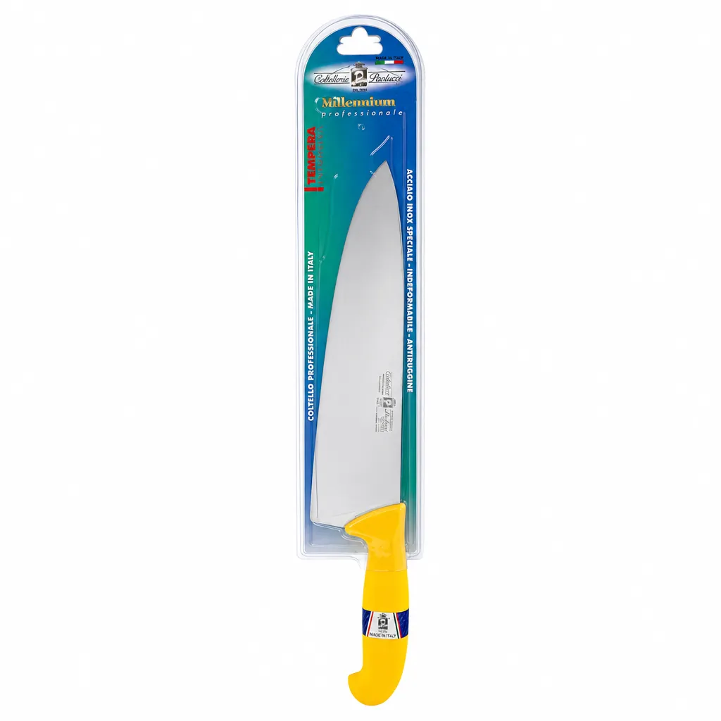 Cuchillo Profesional De Acero Inoxidable Con Mango Antideslizante Amarillo 26 Cm Paolucci