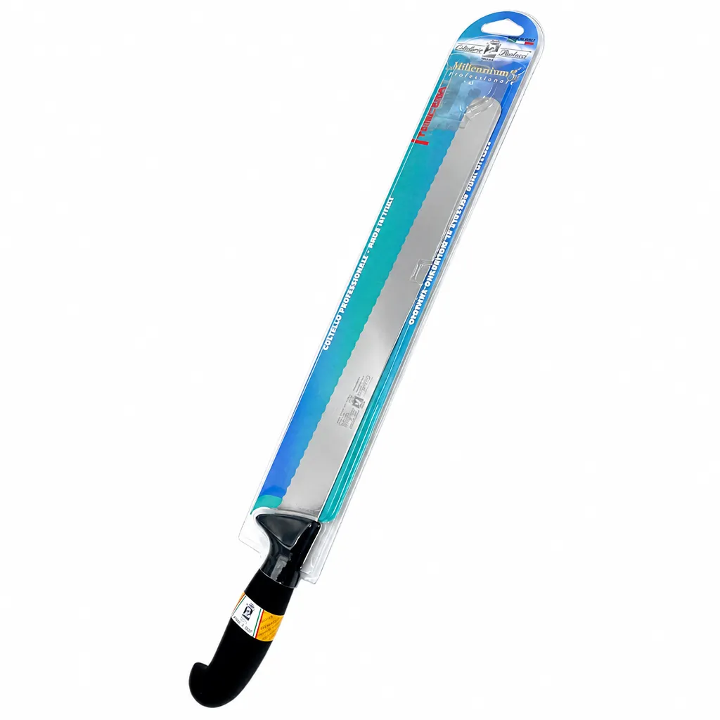 Cuchillo Para Pan De Acero Inoxidable Con Mango Negro 33 Cm Paolucci