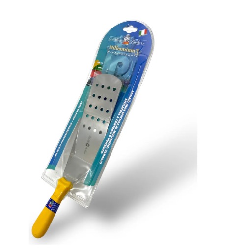 ESPATULA PERFORADA 26 CENTIMETROS MANGO AMARILLO PAOLUCCI