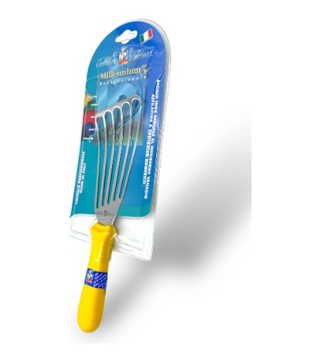 Espatula Paleta Para Fritura De Acero Inoxidable Con Mango Amarillo 17 Cm Paolucci