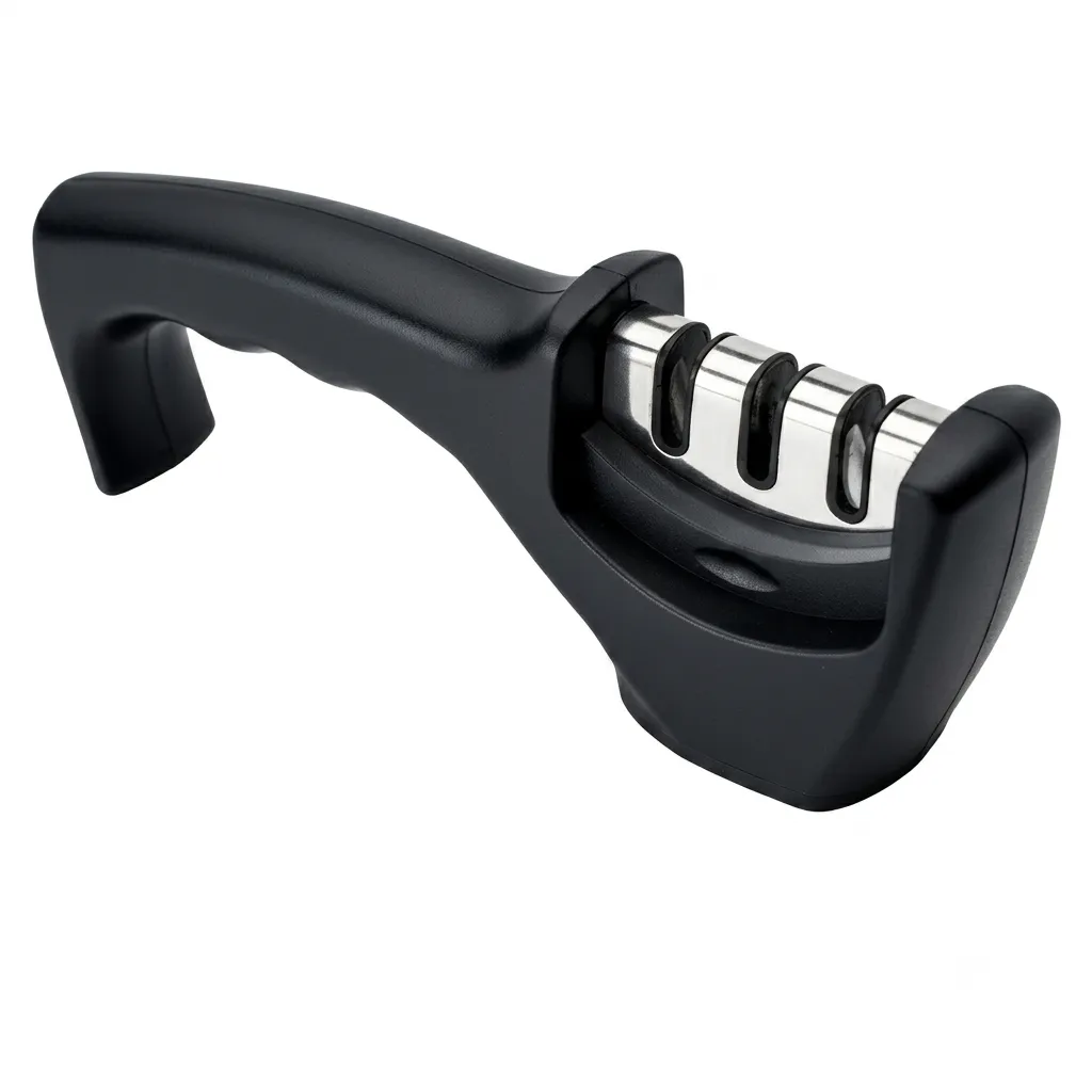 Afilador Triple De Cuchillo Con Mango Ergonómico  Acero Inoxidable De 20 Cm Ghidini