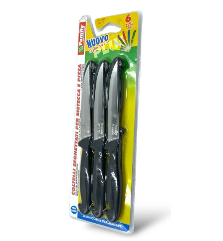 Set De 6 Cuchillos Para Bistec Y Pizza De Acero Inoxidable Family Inox