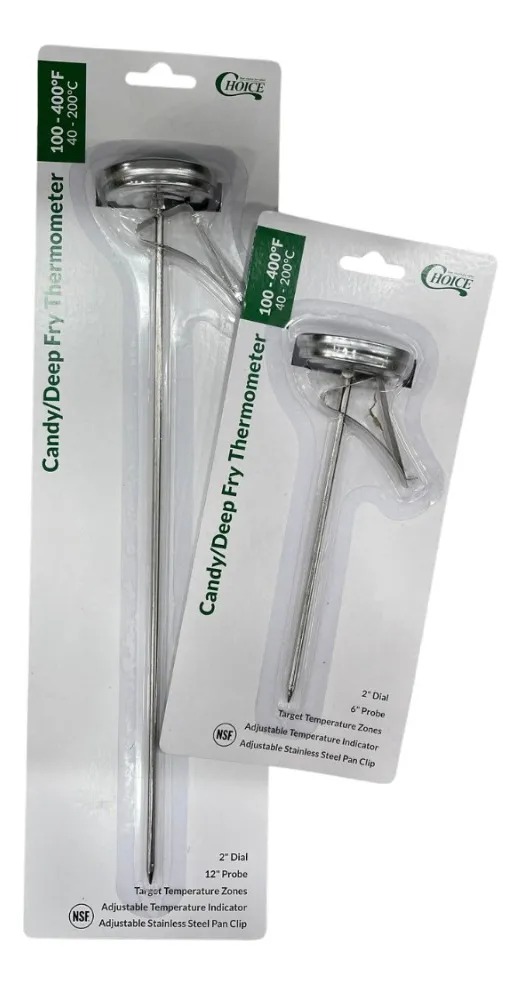 TERMOMETRO PARA CARAMELOS Y FRITURAS DE ACERO INOXIDABLE 15 CM CHOICE
