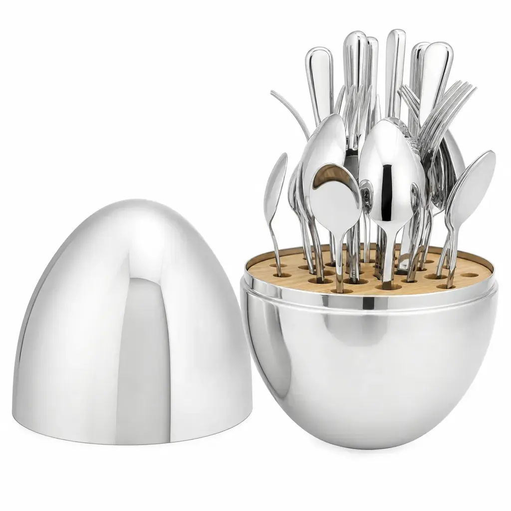 Set De Cubiertos Egg De 24 Piezas En Acero Inoxidable 30x20Cm Top Home