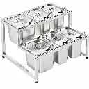 Organizador 6 Bandejas Con Tapa Y Cucharones De Acero Inoxidable 26x35x36Cm Imarca